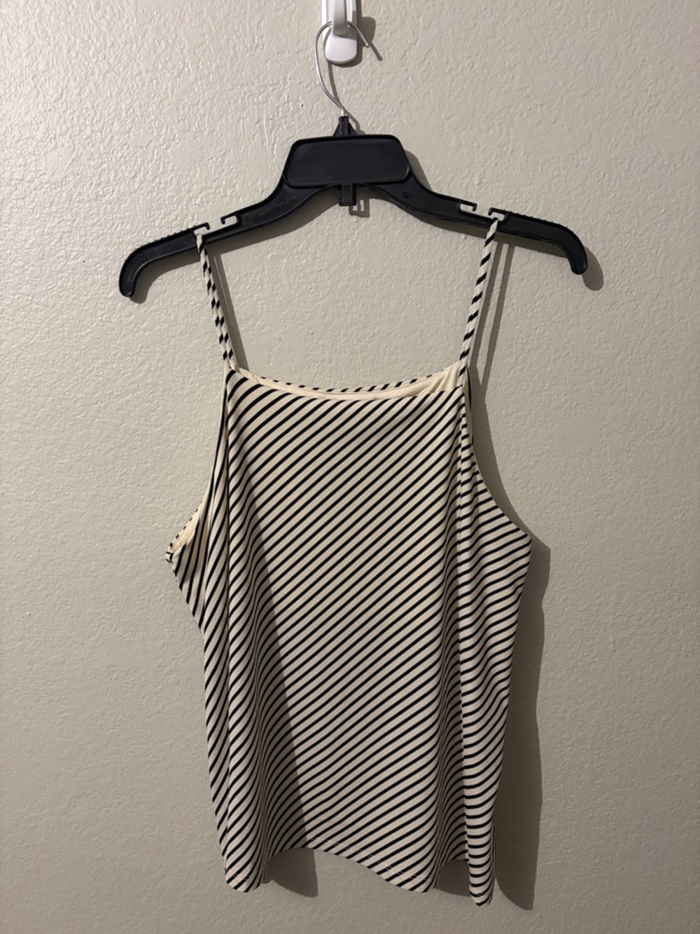 H&M Black & Cream Diagonal Stripe Spaghetti Strap Cami